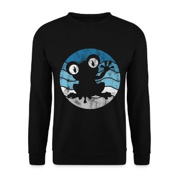 Frosch Frösche Geschenk für Kinder Lustig Witzig - Unisex Pullover - Schwarz - Vorne - Alina (178cm) & Michal (187cm)
