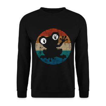 Frosch Frösche Geschenk für Kinder Lustig Witzig - Unisex Pullover - Schwarz - Vorne - Alina (178cm) & Michal (187cm)