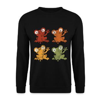 Frosch Frösche Geschenk für Kinder Lustig Witzig - Unisex Pullover - Schwarz - Vorne - Alina (178cm) & Michal (187cm)