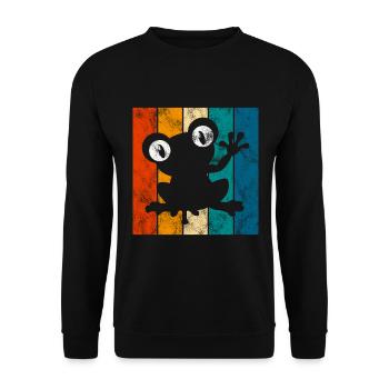 Frosch Frösche Geschenk für Kinder Lustig Witzig - Unisex Pullover - Schwarz - Vorne - Alina (178cm) & Michal (187cm)