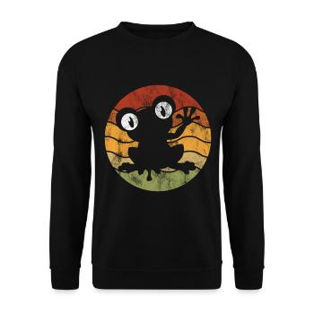 Frosch Frösche Geschenk für Kinder Lustig Witzig - Unisex Pullover - Schwarz - Vorne - Alina (178cm) & Michal (187cm)