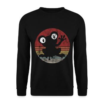 Frosch Frösche Geschenk für Kinder Lustig Witzig - Unisex Pullover - Schwarz - Vorne - Alina (178cm) & Michal (187cm)