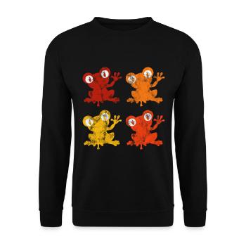 Frosch Frösche Geschenk für Kinder Lustig Witzig - Unisex Pullover - Schwarz - Vorne - Alina (178cm) & Michal (187cm)