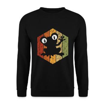 Frosch Frösche Geschenk für Kinder Lustig Witzig - Unisex Pullover - Schwarz - Vorne - Alina (178cm) & Michal (187cm)