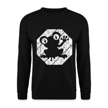 Frosch Frösche Geschenk für Kinder Lustig Witzig - Unisex Pullover - Schwarz - Vorne - Alina (178cm) & Michal (187cm)