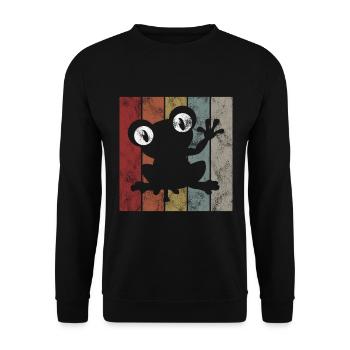 Frosch Frösche Geschenk für Kinder Lustig Witzig - Unisex Pullover - Schwarz - Vorne - Alina (178cm) & Michal (187cm)