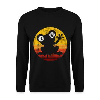 Frosch Frösche Geschenk für Kinder Lustig Witzig - Unisex Pullover - Schwarz - Vorne - Alina (178cm) & Michal (187cm)