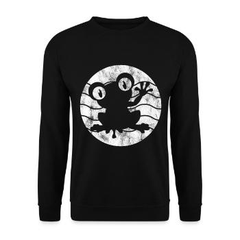 Frosch Frösche Geschenk für Kinder Lustig Witzig - Unisex Pullover - Schwarz - Vorne - Alina (178cm) & Michal (187cm)