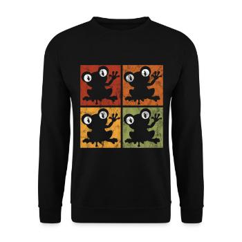 Frosch Frösche Geschenk für Kinder Lustig Witzig - Unisex Pullover - Schwarz - Vorne - Alina (178cm) & Michal (187cm)