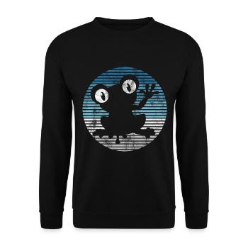 Frosch Frösche Geschenk für Kinder Lustig Witzig - Unisex Pullover - Schwarz - Vorne - Alina (178cm) & Michal (187cm)