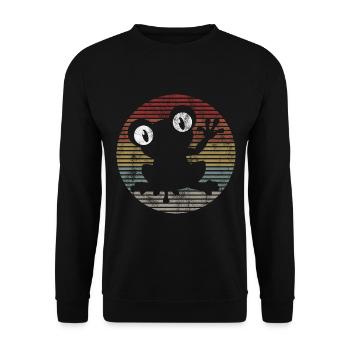 Frosch Frösche Geschenk für Kinder Lustig Witzig - Unisex Pullover - Schwarz - Vorne - Alina (178cm) & Michal (187cm)