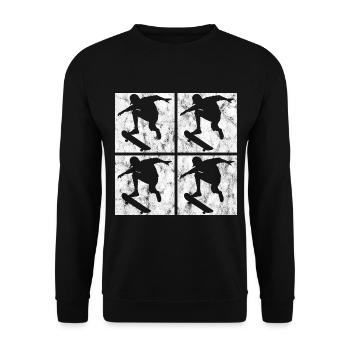 Skateboarder Skateboard Skater Skate Skateing - Unisex Pullover - Schwarz - Vorne - Alina (178cm) & Michal (187cm)