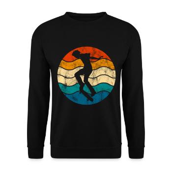 Skateboarder Skateboard Skater Skate Skateing - Unisex Pullover - Schwarz - Vorne - Alina (178cm) & Michal (187cm)