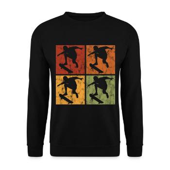 Skateboarder Skateboard Skater Skate Skateing - Unisex Pullover - Schwarz - Vorne - Alina (178cm) & Michal (187cm)