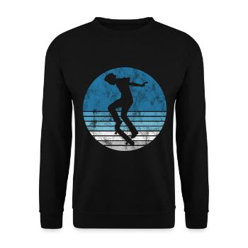 Skateboarder Skateboard Skater Skate Skateing - Unisex Pullover - Schwarz - Vorne - Alina (178cm) & Michal (187cm)