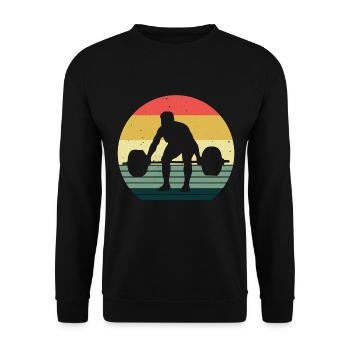 Bodybuilding Bodybuilder GYM Fitnessstudio Retro - Unisex Pullover - Schwarz - Vorne - Alina (178cm) & Michal (187cm)