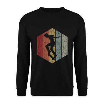 Skateboard Skateboarder Skater Skate Skateing - Unisex Pullover - Schwarz - Vorne - Alina (178cm) & Michal (187cm)