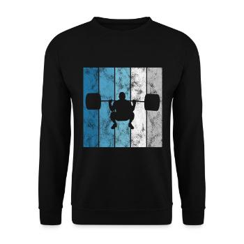 Bodybuilding Bodybuilder GYM Fitnessstudio Retro - Unisex Pullover - Schwarz - Vorne - Alina (178cm) & Michal (187cm)