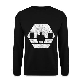 Bodybuilding Bodybuilder GYM Fitnessstudio Retro - Unisex Pullover - Schwarz - Vorne - Alina (178cm) & Michal (187cm)