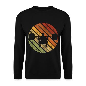 Bodybuilding Bodybuilder GYM Fitnessstudio Retro - Unisex Pullover - Schwarz - Vorne - Alina (178cm) & Michal (187cm)