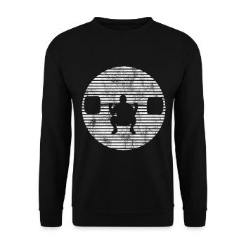 Bodybuilding Bodybuilder GYM Fitnessstudio Retro - Unisex Pullover - Schwarz - Vorne - Alina (178cm) & Michal (187cm)