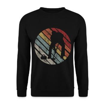 Eis Curling Curler Eisstockschießen Retro Geschenk - Unisex Pullover - Schwarz - Vorne - Alina (178cm) & Michal (187cm)