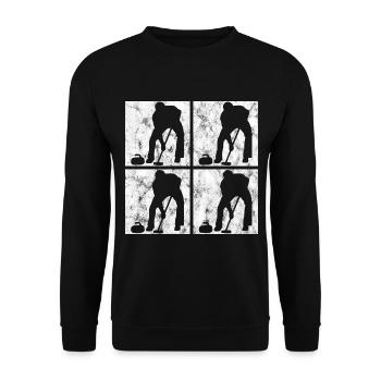 Curling sur glace Curling Retro Cadeau - Sweat-shirt Unisexe - noir - Devant - Alina (178cm) & Michal (187cm)