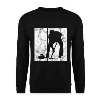 Curling sur glace Curling Retro Cadeau - Sweat-shirt Unisexe - noir - Devant - Alina (178cm) & Michal (187cm)