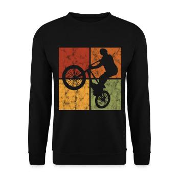 BMX Rad Fahrrad Retro Geschenk Bicycle Motocross - Unisex Pullover - Schwarz - Vorne - Alina (178cm) & Michal (187cm)