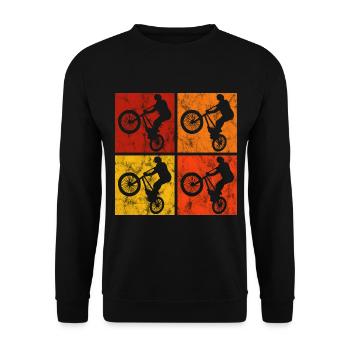 BMX Rad Fahrrad Retro Geschenk Bicycle Motocross - Unisex Pullover - Schwarz - Vorne - Alina (178cm) & Michal (187cm)