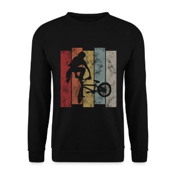 BMX Rad Fahrrad Retro Geschenk Bicycle Motocross - Unisex Pullover - Schwarz - Vorne - Alina (178cm) & Michal (187cm)
