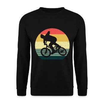 BMX Rad Fahrrad Retro Geschenk Bicycle Motocross - Unisex Pullover - Schwarz - Vorne - Alina (178cm) & Michal (187cm)