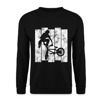 BMX Rad Fahrrad Retro Geschenk Bicycle Motocross - Unisex Pullover - Schwarz - Vorne - Alina (178cm) & Michal (187cm)