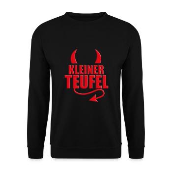 KLEINER TEUFEL - HALLOWEEN - TEUFELSHÖRNER - Unisex Pullover - Schwarz - Vorne - Alina (178cm) & Michal (187cm)