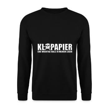 MUMIE - HALLOWEEN - KLOPAPIER - TOILETTENPAPIER - Unisex Pullover - Schwarz - Vorne - Alina (178cm) & Michal (187cm)
