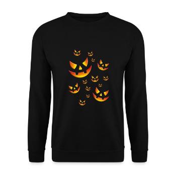 HALLOWEEN - GESICHTER - KÜRBIS - GRUSEL - KOSTÜM - Unisex Pullover - Schwarz - Vorne - Alina (178cm) & Michal (187cm)