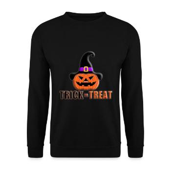 KÜRBIS - HALLOWEEN - SÜßES ODER SAURES - Unisex Pullover - Schwarz - Vorne - Alina (178cm) & Michal (187cm)