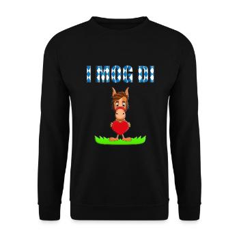 I MOG DI - HERZ - LIEBE - PFERD - PONY - VERLIEBT - Unisex Pullover - Schwarz - Vorne - Alina (178cm) & Michal (187cm)
