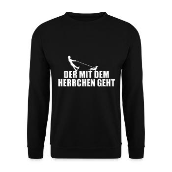 HUND - HUNDE - DACKEL - TECKEL - DACHSHUND - Unisex Pullover - Schwarz - Vorne - Alina (178cm) & Michal (187cm)