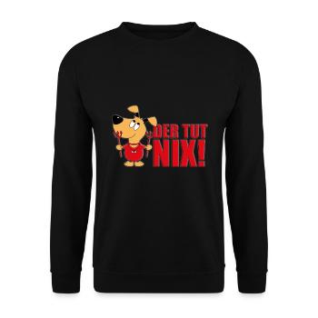 DER TUT NIX! - HUND - TEUFEL - Unisex Pullover - Schwarz - Vorne - Alina (178cm) & Michal (187cm)