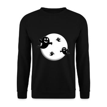 MOND - GEISTER - GESPENSTER - HALLOWEEN - Unisex Pullover - Schwarz - Vorne - Alina (178cm) & Michal (187cm)