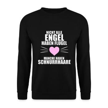 KATZE - KATER - NICHT ALLE ENGEL HABEN FLÜGEL... - Unisex Pullover - Schwarz - Vorne - Alina (178cm) & Michal (187cm)