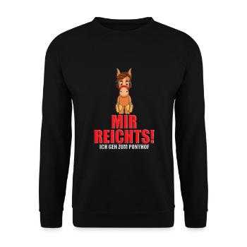 MIR REICHTS! ICH GEH ZUM PONYHOF - PFERD - PFERDE - Unisex Pullover - Schwarz - Vorne - Alina (178cm) & Michal (187cm)