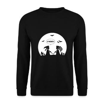 STREBER - SENSENMANN - REAPER - MOND - HALLOWEEN - Unisex Pullover - Schwarz - Vorne - Alina (178cm) & Michal (187cm)