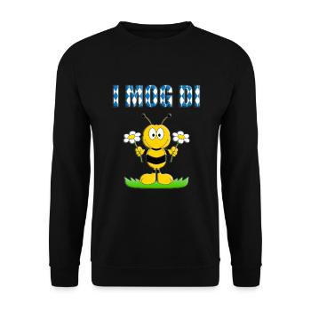I MOG DI - BIENE - BLUMEN - LIEBE - BIENEN - LOVE - Unisex Pullover - Schwarz - Vorne - Alina (178cm) & Michal (187cm)