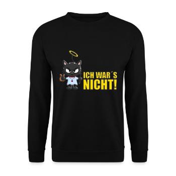 ENGEL - KATZE - KATER - ICH WAR´S NICHT! - Unisex Pullover - Schwarz - Vorne - Alina (178cm) & Michal (187cm)