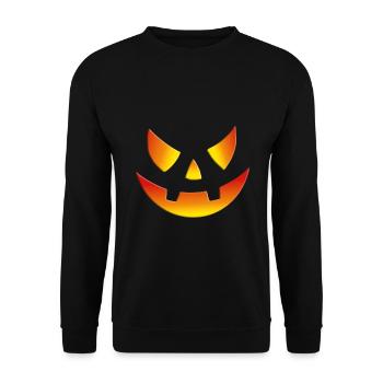 HALLOWEEN - KÜRBIS - GESICHT - KIND - KINDER - Unisex Pullover - Schwarz - Vorne - Alina (178cm) & Michal (187cm)