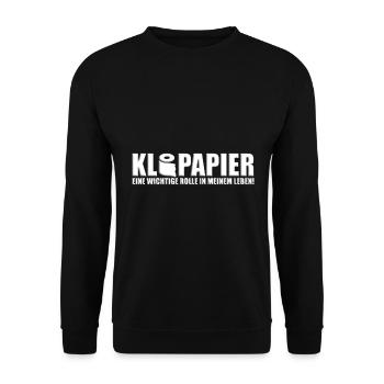 KLOPAPIER - TOILETTENPAPIER - WC - TOILETTE - KLO - Unisex Pullover - Schwarz - Vorne - Alina (178cm) & Michal (187cm)