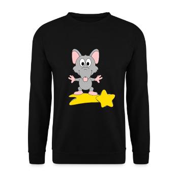 RATTE - STERNSCHNUPPE - STERNE - TIER - TIERISCH - Unisex Pullover - Schwarz - Vorne - Alina (178cm) & Michal (187cm)