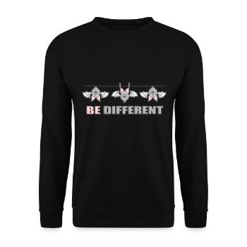 BE DIFFERENT - FLEDERMÄUSE - FLEDERMAUS - WÄSCHE - Unisex Pullover - Schwarz - Vorne - Alina (178cm) & Michal (187cm)